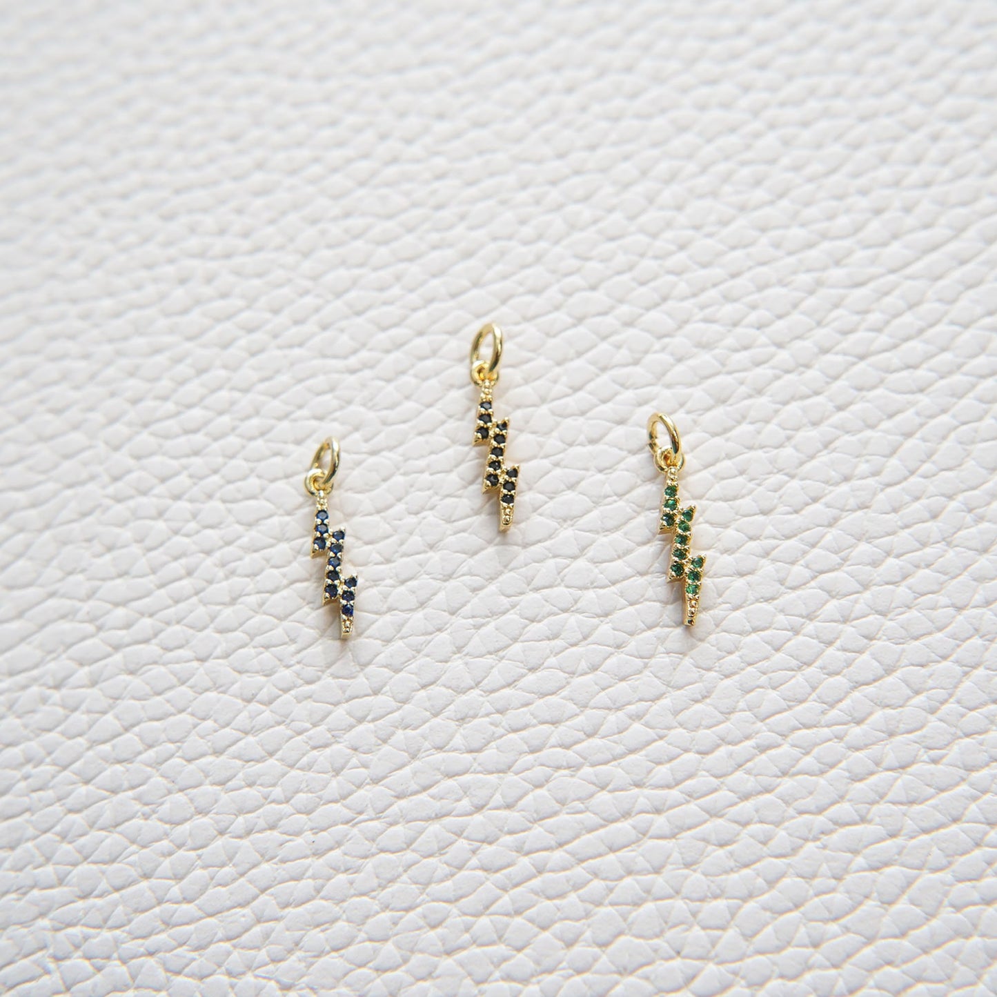 Gold Lightning Charms,18K Gold Filled Lightning Pendant,CZ Micro Pave Lightning Charm Bracelet Necklace for DIY Jewelry Making Supply