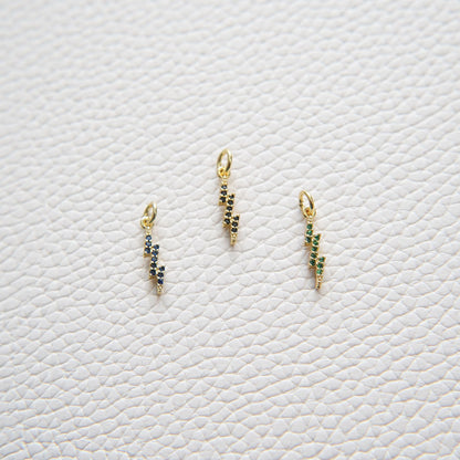 Gold Lightning Charms,18K Gold Filled Lightning Pendant,CZ Micro Pave Lightning Charm Bracelet Necklace for DIY Jewelry Making Supply