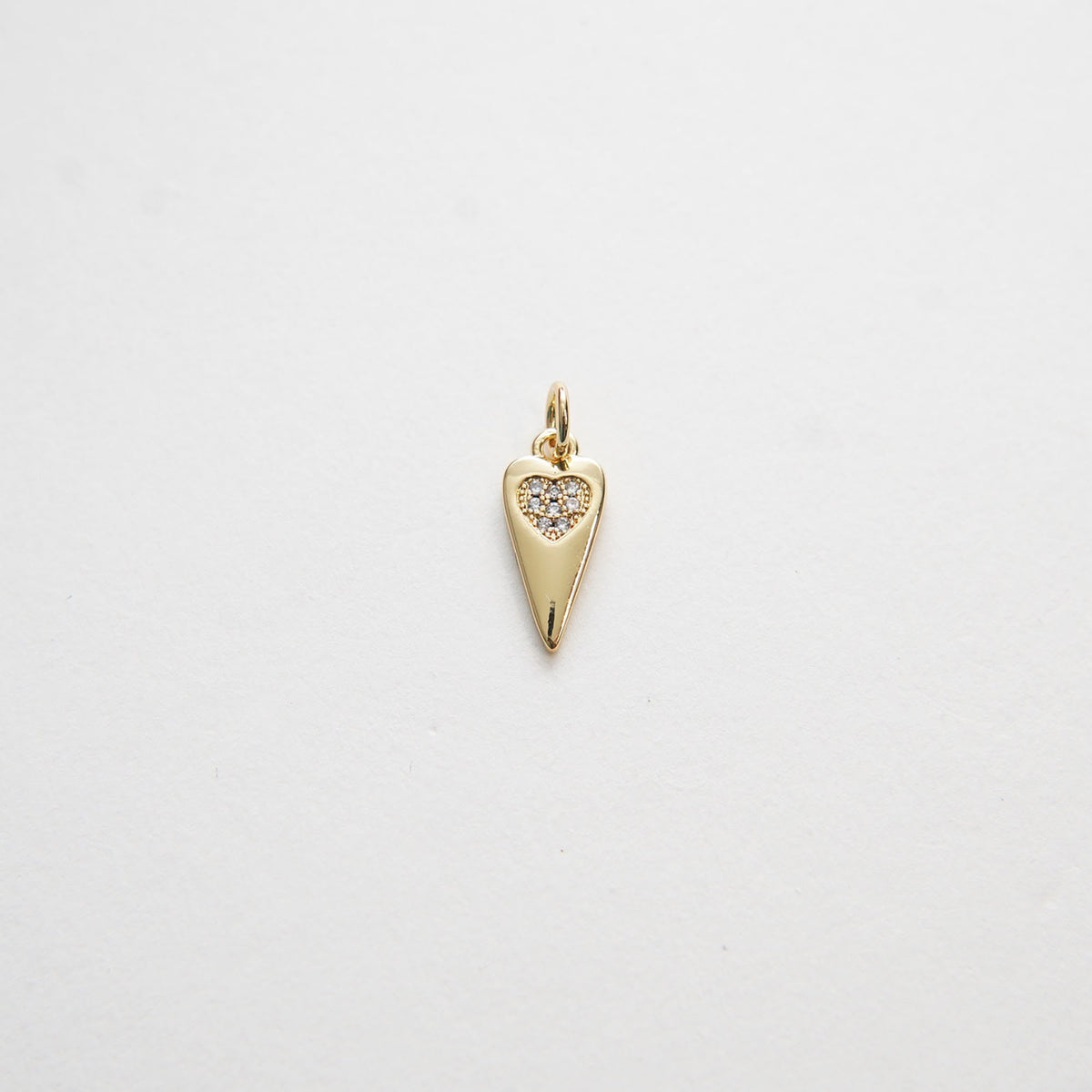 18K Gold Filled Cubic Zirconia Heart Charm Pendant for Jewelry Making