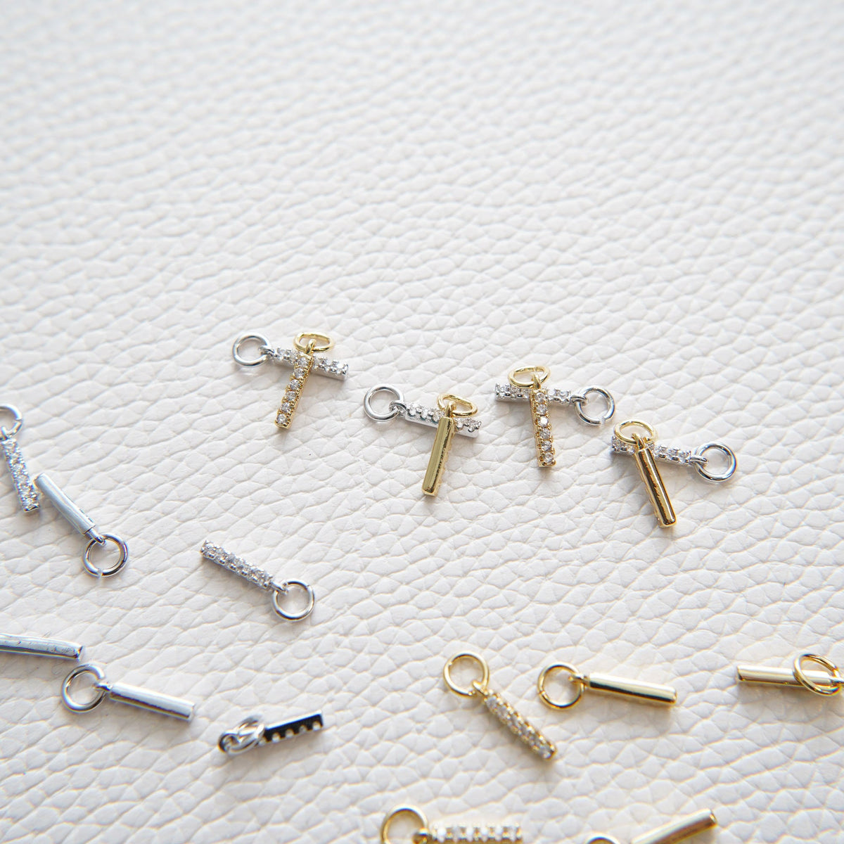 Gold Strip Charms,18K Gold Filled Bar Pendant,Geometry Silver Bar Charm Bracelet Necklace for DIY Jewelry Making Supply