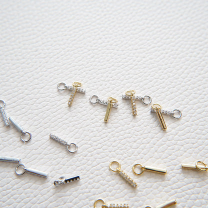 Gold Strip Charms,18K Gold Filled Bar Pendant,Geometry Silver Bar Charm Bracelet Necklace for DIY Jewelry Making Supply