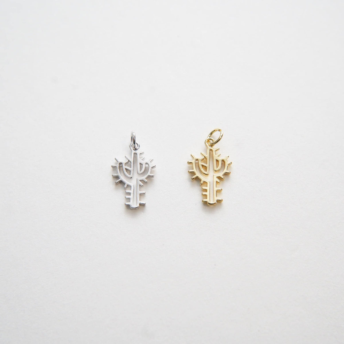 Gold Cactus Charms,18K Gold Filled Cactus Pendant,Silver Desert Charm Bracelet Necklace for DIY Jewelry Making Supply