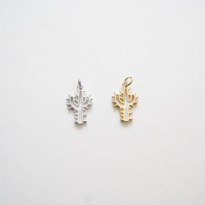 Gold Cactus Charms,18K Gold Filled Cactus Pendant,Silver Desert Charm Bracelet Necklace for DIY Jewelry Making Supply