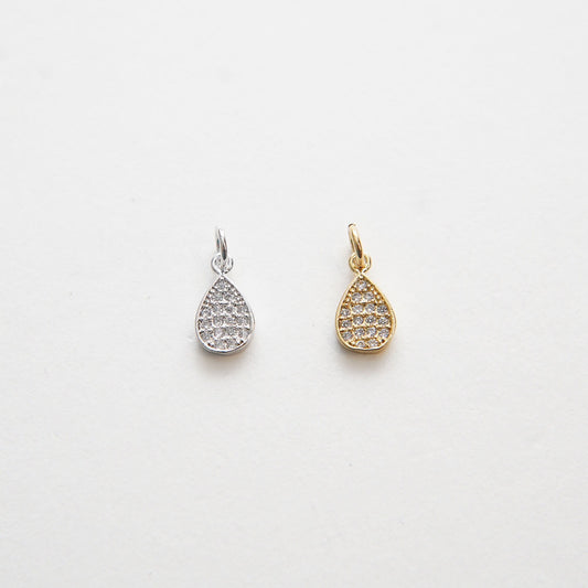 Gold Teardrop Charms,18K Gold Filled Teardrop Pendant,CZ Micro Pave Silver Teardrop Charm Bracelet Necklace for DIY Jewelry M
