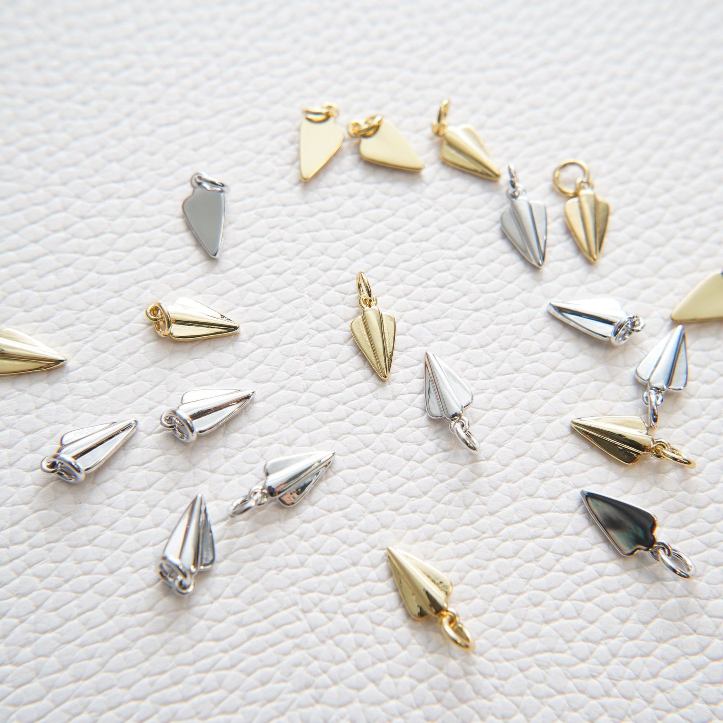 Gold Paper Airplane Charms,18K Gold Filled Origami Plane Pendant,Silver Origami Plane Charm Bracelet Necklace for DIY Jewelry Making Supply