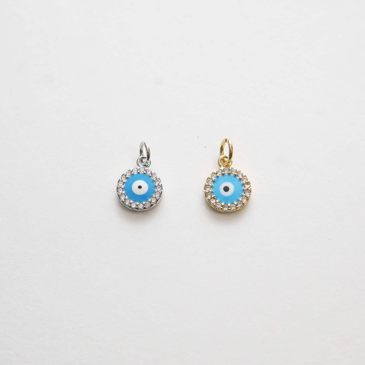18K Gold Filled Cubic Zirconia Evil Eye Charm Pendant for Jewelry Making