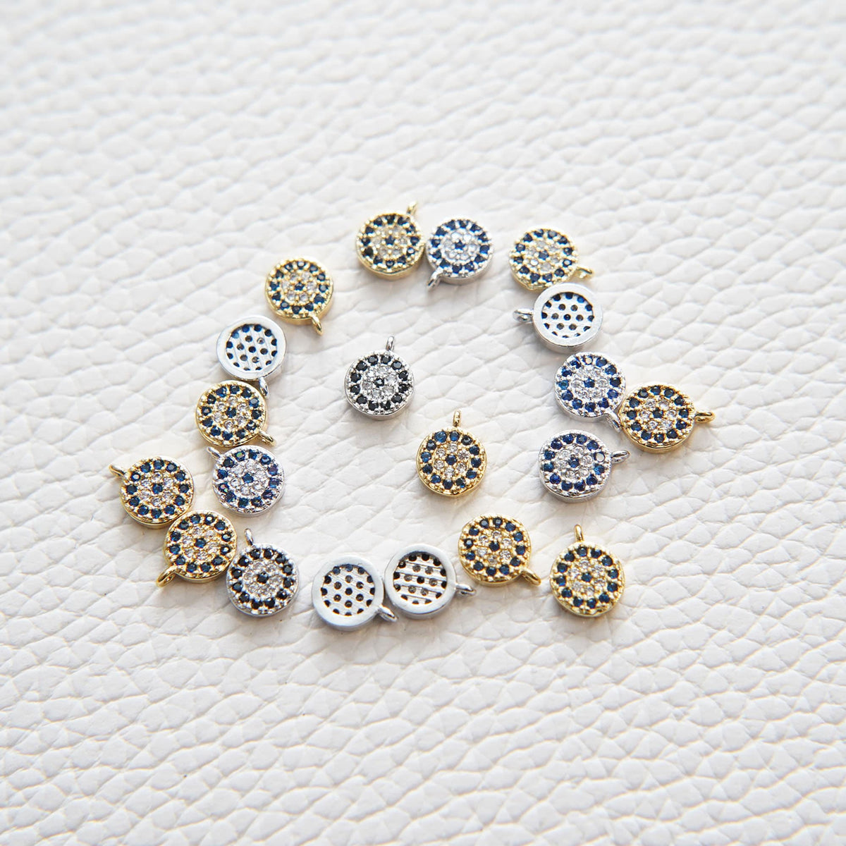 Gold Evil Eye Charms,18K Gold Filled Evil Eye Pendant,CZ Micro Pave Silver Evil Eye Charm Bracelet Necklace for DIY Jewelry M