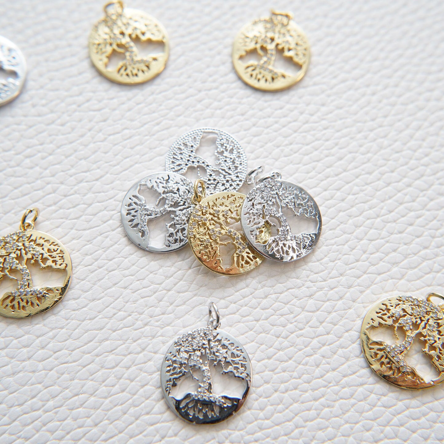 Gold Tree of Life Charms,18K Gold Filled Tree of Life Pendant,Silver Tree Charm Bracelet Necklace for DIY Jewelry Making Supply