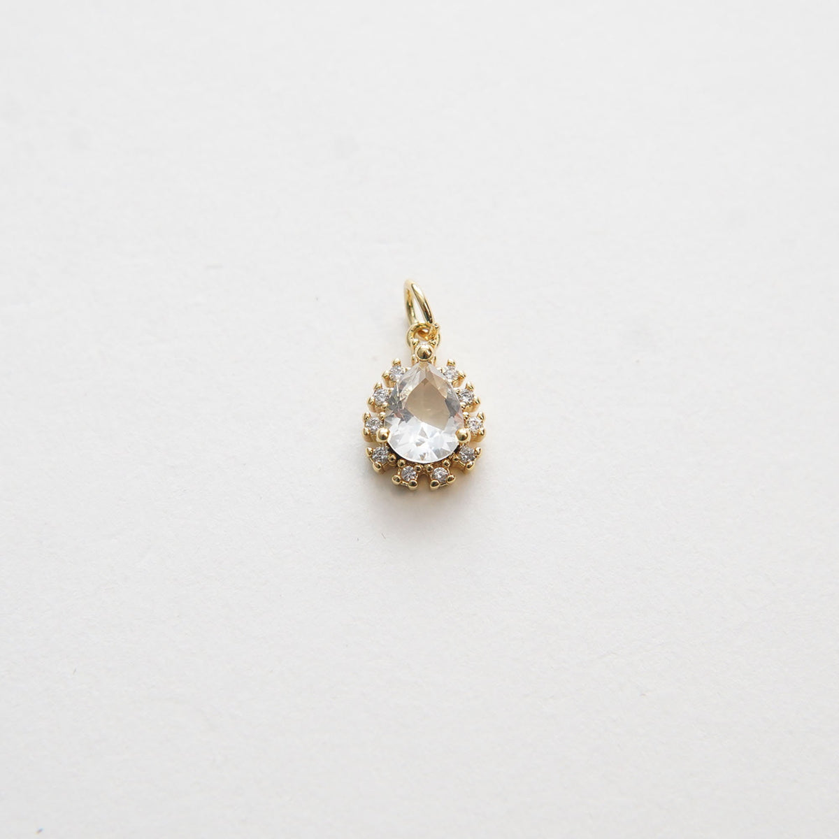 Gold Teardrop Charms,18K Gold Filled Teardrop Pendant,CZ Micro Pave Silver Teardrop Charm Bracelet Necklace for DIY Jewelry M