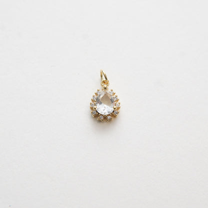 Gold Teardrop Charms,18K Gold Filled Teardrop Pendant,CZ Micro Pave Silver Teardrop Charm Bracelet Necklace for DIY Jewelry M