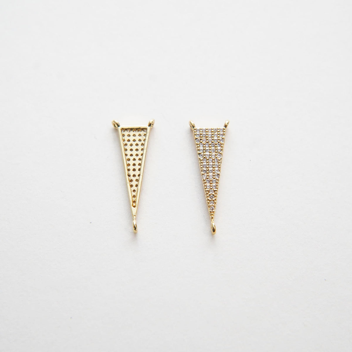 Gold Spike Charms,18K Gold Filled Triangle Pendant,CZ Micro Pave Silver Triangle Charm Bracelet Necklace for DIY Jewelry Maki