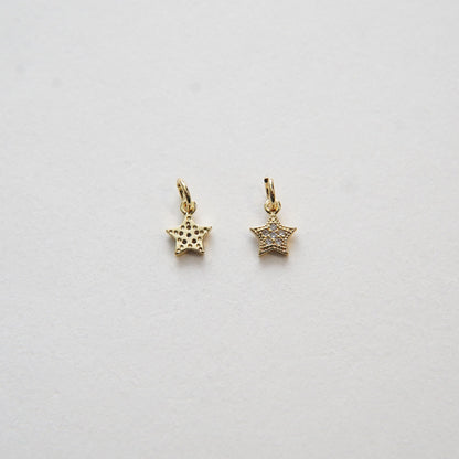 Gold Star Charms,18K Gold Filled CZ Micro Pave Star Pendant,Silver Star Charm Bracelet Necklace for DIY Jewelry Making Supply