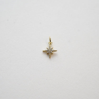 Gold Star Charms,18K Gold Filled Starburst Pendant,North Star Charm Bracelet Necklace for DIY Jewelry Making Supply