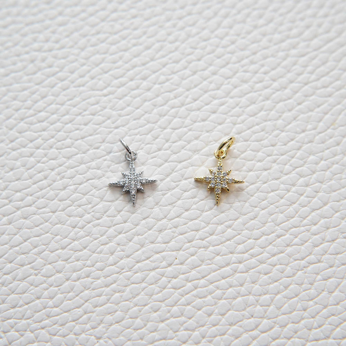 Gold Star Charms,18K Gold Filled Starburst Pendant,North Star Charm Bracelet Necklace for DIY Jewelry Making Supply