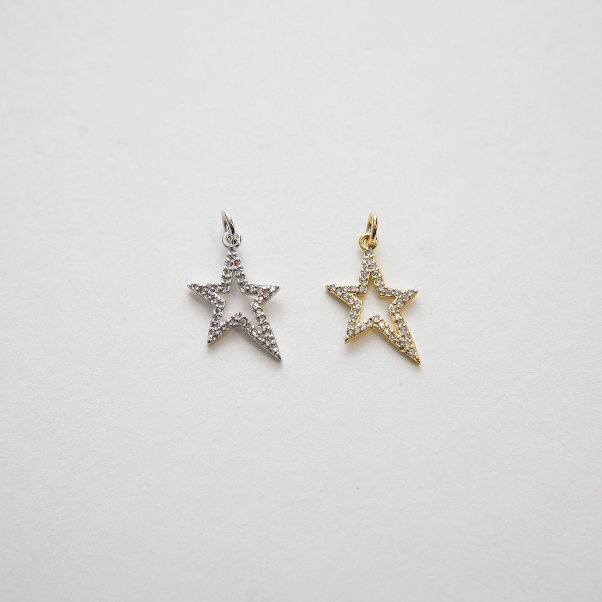 18K Gold Filled Cubic Zirconia Star Charm Pendant for Jewelry Making