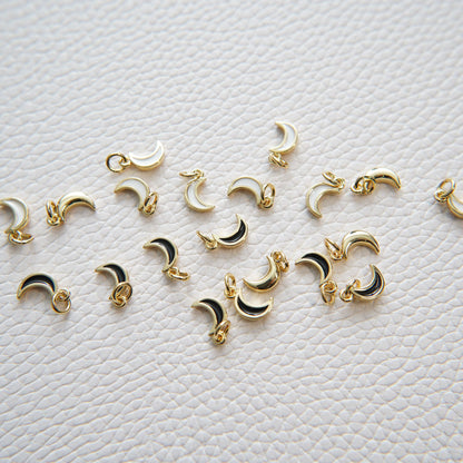 18K Gold Filled Enamel Moon Charm Pendant for Jewelry Making