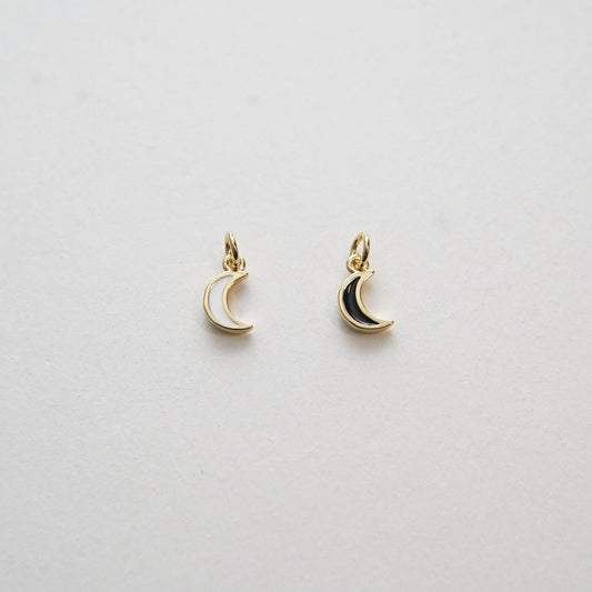 Gold Moon Charms,18K Gold Filled Enamel Moon Pendant,Celestial Charm Bracelet Necklace for DIY Jewelry Making Supply
