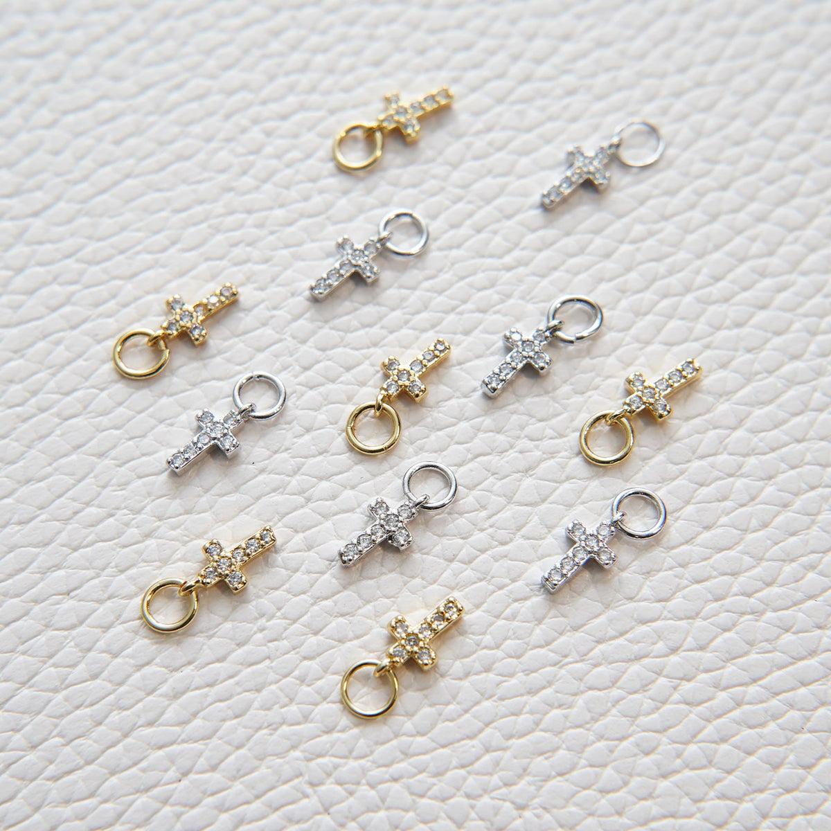 Gold Cross Charms,18K Gold Filled Cross Pendant,CZ Micro Pave Protect Religious Charm Bracelet Necklace for DIY Jewelry Makin