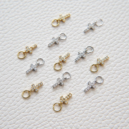 Gold Cross Charms,18K Gold Filled Cross Pendant,CZ Micro Pave Protect Religious Charm Bracelet Necklace for DIY Jewelry Makin