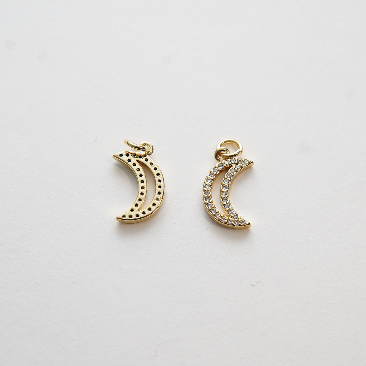 18K Gold Filled Moon CZ Charm Pendant for Jewelry Making
