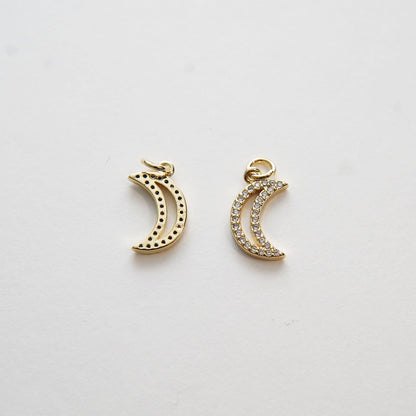 18K Gold Filled Moon CZ Charm Pendant for Jewelry Making