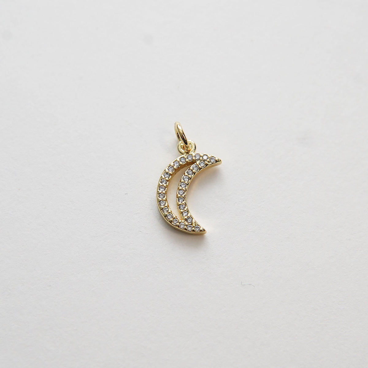 18K Gold Filled Moon CZ Charm Pendant for Jewelry Making