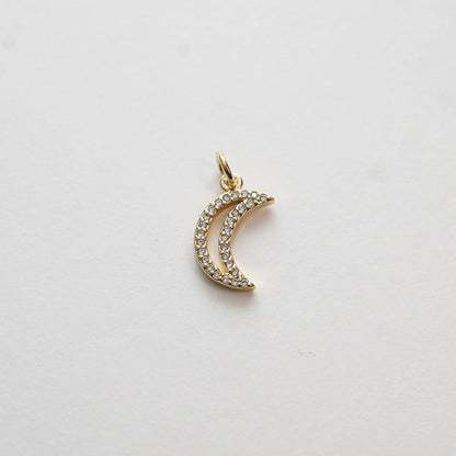 18K Gold Filled Moon CZ Charm Pendant for Jewelry Making