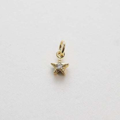 18K Gold Filled Cubic Zirconia Star Charm Pendant for Jewelry Making