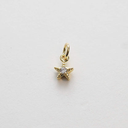 Gold Star Charms,18K Gold Filled CZ Micro Pave Star Pendant,Silver Star Charm Bracelet Necklace for DIY Jewelry Making Supply