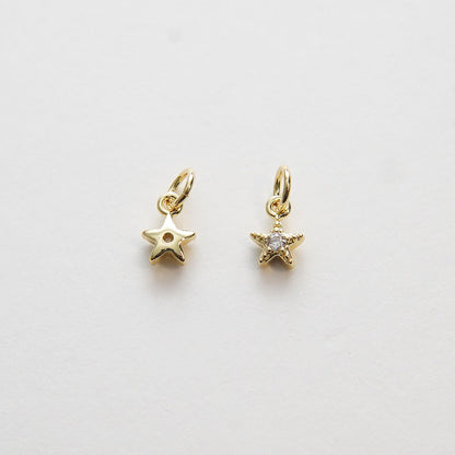 18K Gold Filled Cubic Zirconia Star Charm Pendant for Jewelry Making