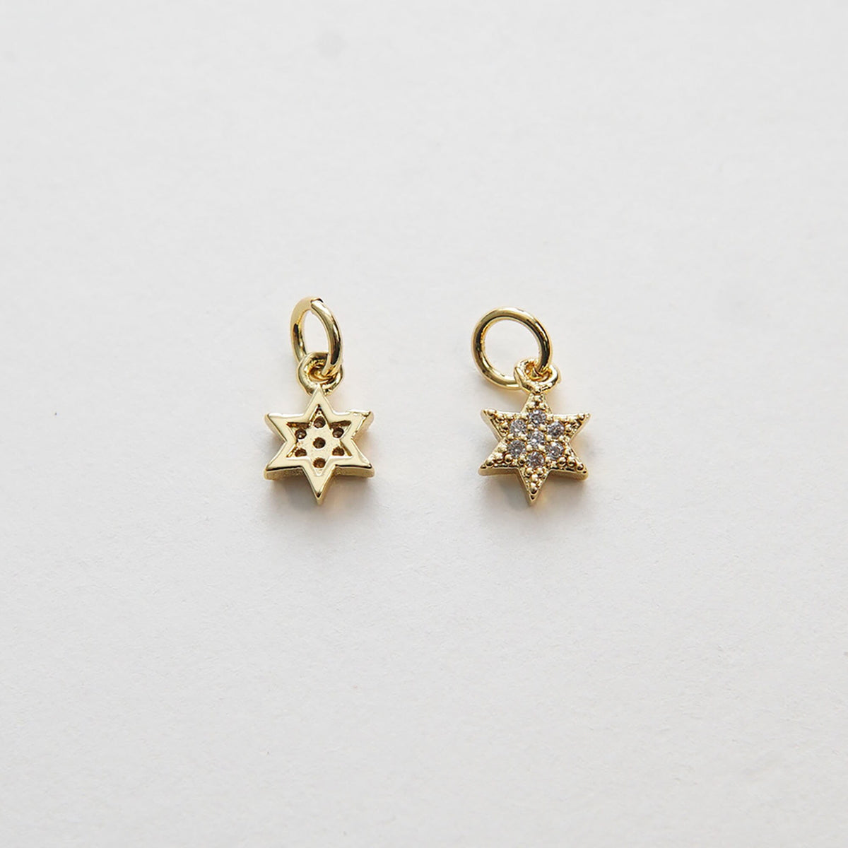 Gold David Star Charms,18K Gold Filled CZ Micro Pave Star Pendant,Silver Star Charm Bracelet Necklace for DIY Jewelry Making 