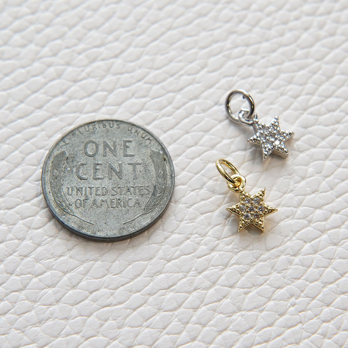 Gold David Star Charms,18K Gold Filled CZ Micro Pave Star Pendant,Silver Star Charm Bracelet Necklace for DIY Jewelry Making 