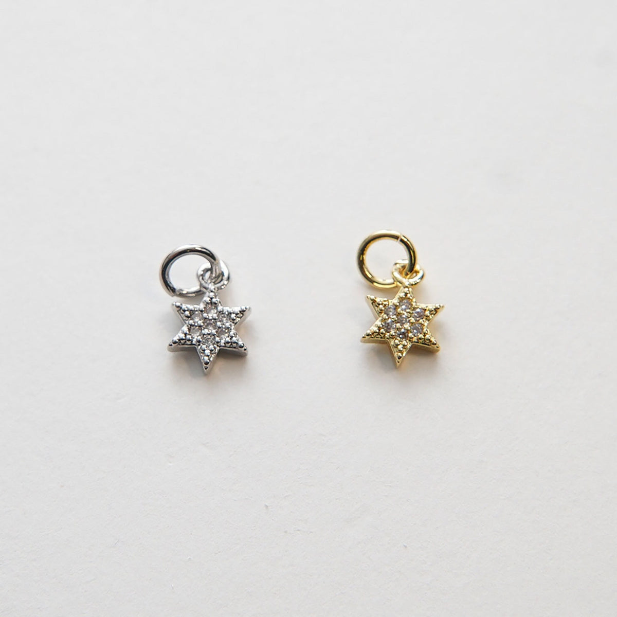 Gold David Star Charms,18K Gold Filled CZ Micro Pave Star Pendant,Silver Star Charm Bracelet Necklace for DIY Jewelry Making 