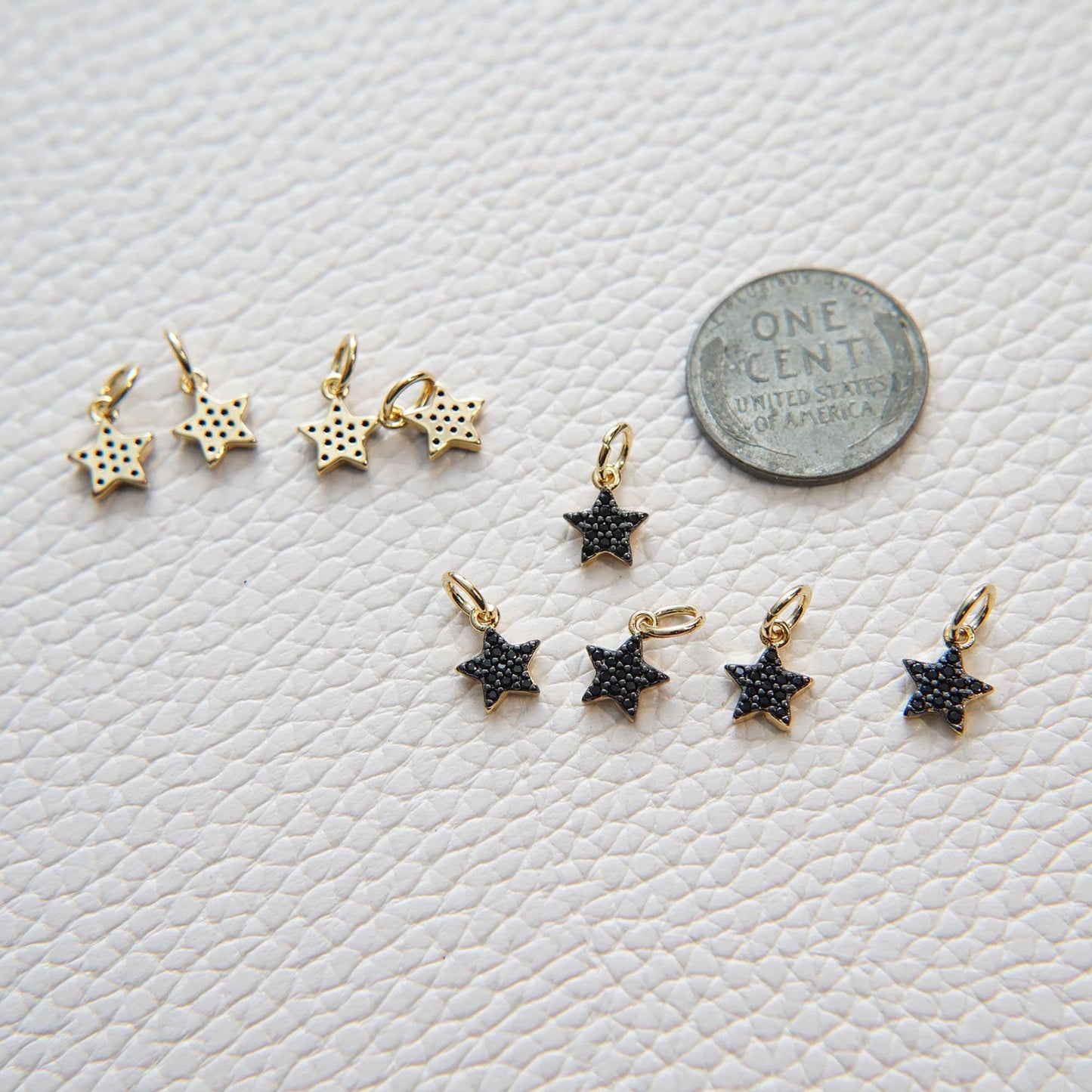 Gold Star Charms,18K Gold Filled CZ Micro Pave Star Pendant,Black Star Charm Bracelet Necklace for DIY Jewelry Making Supply