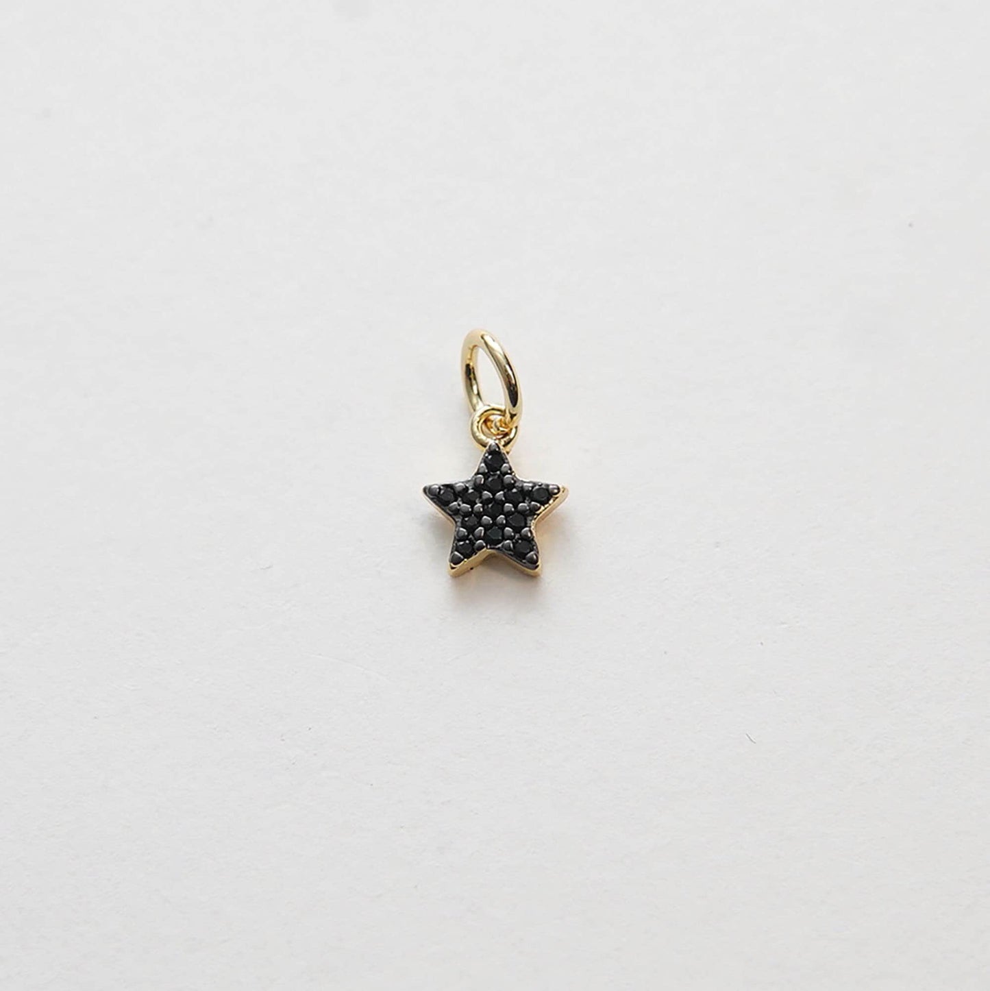 Gold Star Charms,18K Gold Filled CZ Micro Pave Star Pendant,Black Star Charm Bracelet Necklace for DIY Jewelry Making Supply