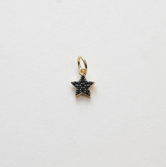 Gold Star Charms,18K Gold Filled CZ Micro Pave Star Pendant,Black Star Charm Bracelet Necklace for DIY Jewelry Making Supply