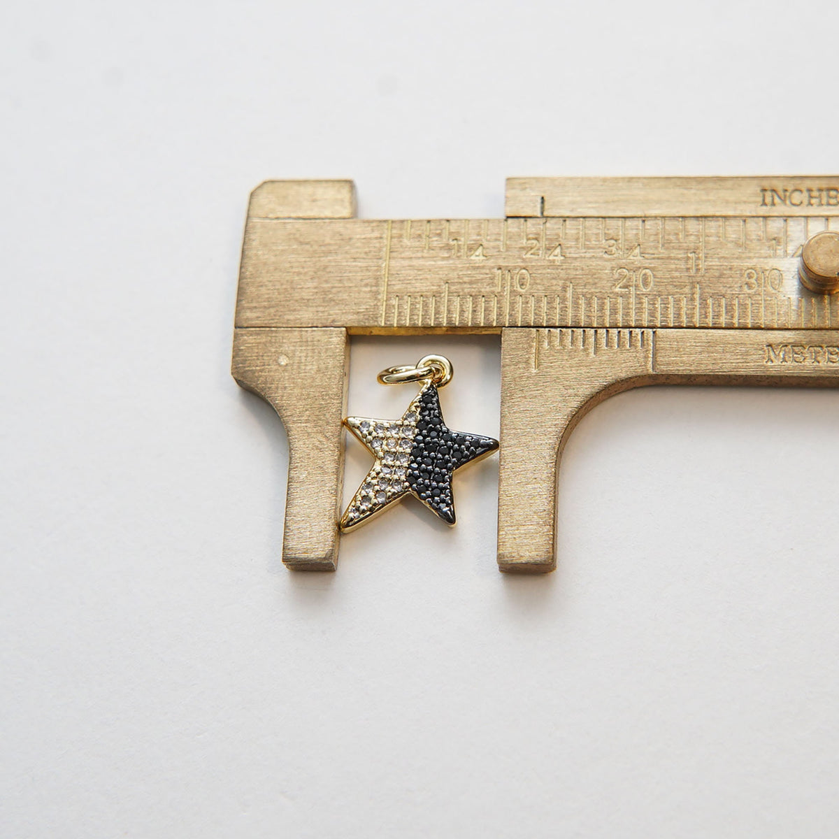 Gold Star Charms,18K Gold Filled CZ Micro Pave Star Pendant,Black Star Charm Bracelet Necklace for DIY Jewelry Making Supply