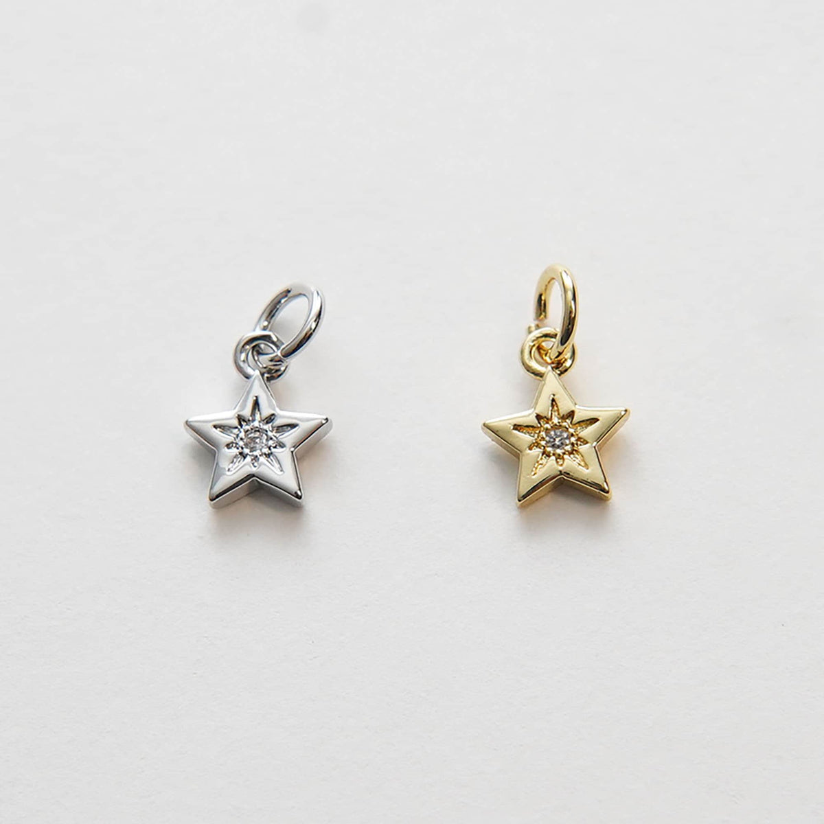 18K Gold Filled Cubic Zirconia Star Charm Pendant for Jewelry Making