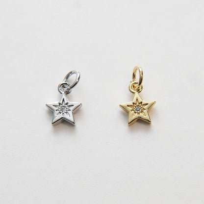 18K Gold Filled Cubic Zirconia Star Charm Pendant for Jewelry Making