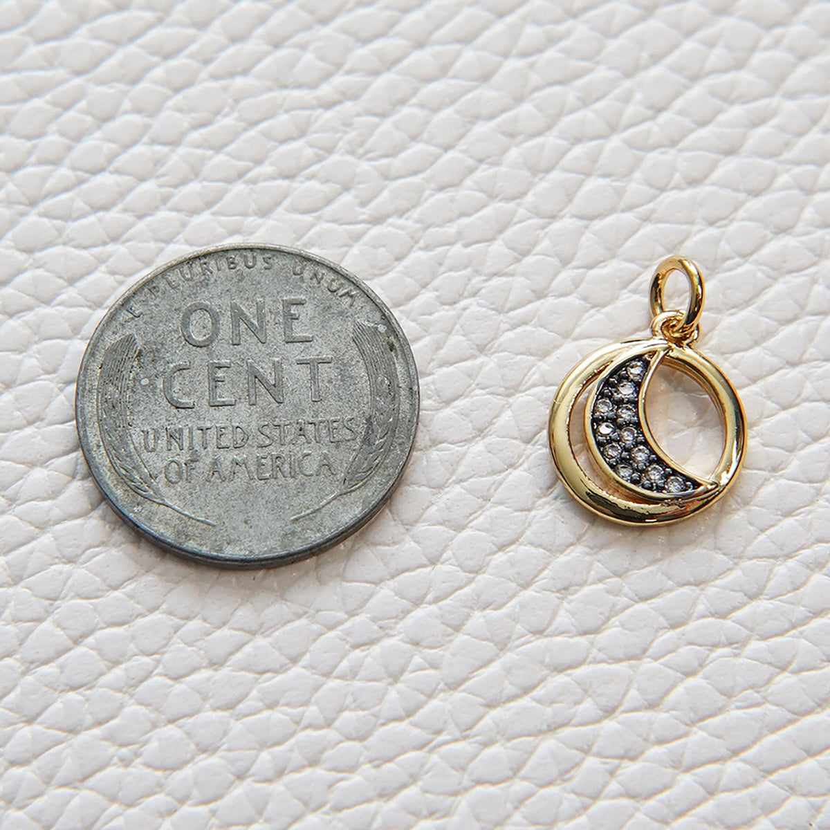 Gold Black Moon Charms,18K Gold Filled CZ Micro Pave Moon Pendant,Celestial Charm Bracelet Necklace for DIY Jewelry Making Su