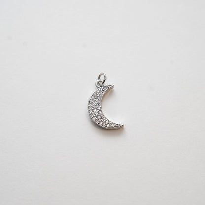 18K Gold Filled Cubic Zirconia Moon Charm Pendant for Jewelry Making