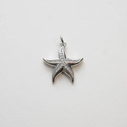 Gold Starfish Charms,18K Gold Filled Sea star Pendant,Starfish Charm Bracelet Necklace for DIY Jewelry Making Supply