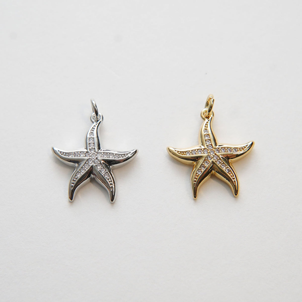 Gold Starfish Charms,18K Gold Filled Sea star Pendant,Starfish Charm Bracelet Necklace for DIY Jewelry Making Supply