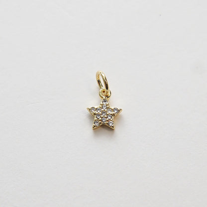 18K Gold Filled Star CZ Charm Pendant for Jewelry Making