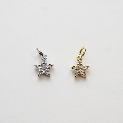 18K Gold Filled Star CZ Charm Pendant for Jewelry Making