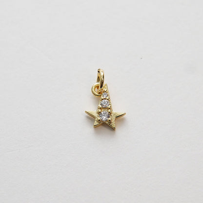 Gold Star Charms,18K Gold Filled CZ Micro Pave Star Pendant,Tiny Star Charm Bracelet Necklace for DIY Jewelry Making Supply