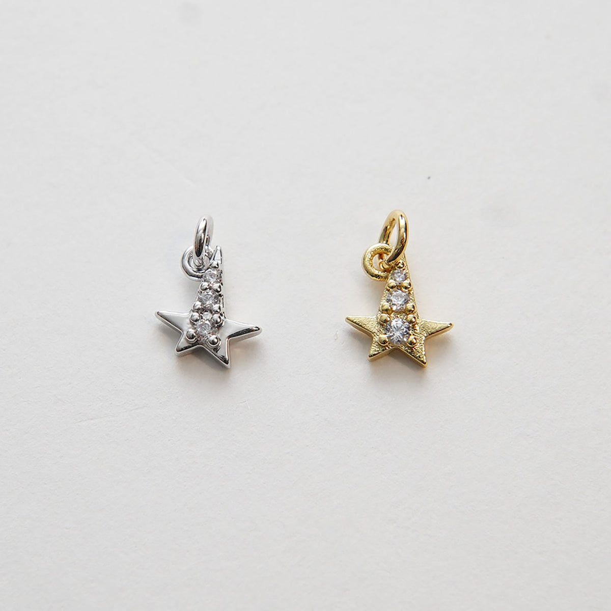 Gold Star Charms,18K Gold Filled CZ Micro Pave Star Pendant,Tiny Star Charm Bracelet Necklace for DIY Jewelry Making Supply