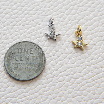 Gold Star Charms,18K Gold Filled CZ Micro Pave Star Pendant,Tiny Star Charm Bracelet Necklace for DIY Jewelry Making Supply