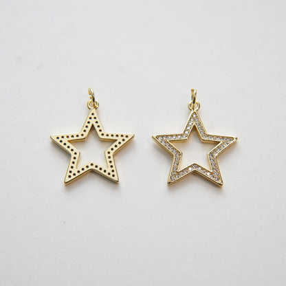 18K Gold Filled Cubic Zirconia Star Charm Pendant for Jewelry Making