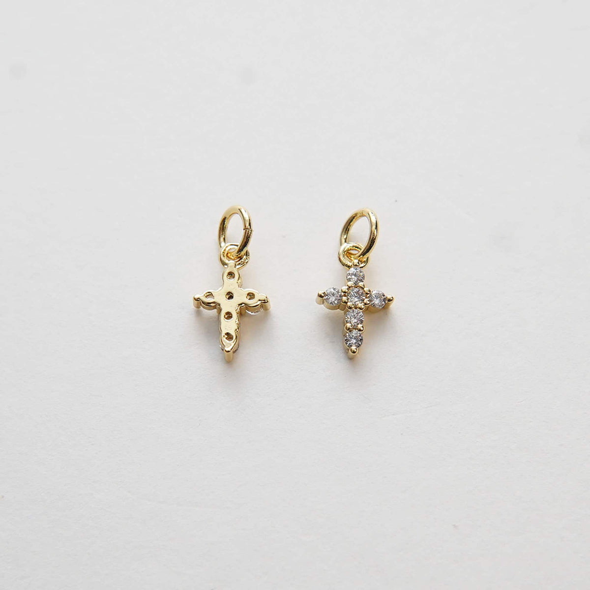 Gold Cross Charms,18K Gold Filled Cross Pendant,CZ Micro Pave Protect Religious Charm Bracelet Necklace for DIY Jewelry Makin